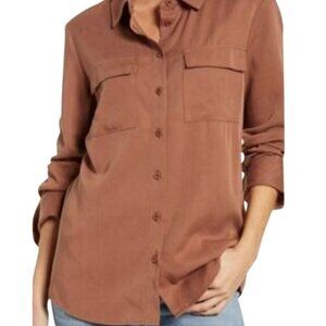 Reformation Latte Button Up Shirt Brown Versatile Size S